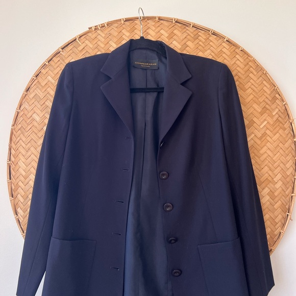VINTAGE CLASSIC BLACK‎ DONNA KARAN BUTTON UP BLAZER - Picture 1 of 10